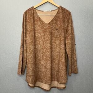 Soft surroundings floral faux suede blouse